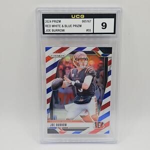 2024 Panini Prizm - Joe Burrow #55 Red White & Blue Prizm Graded 9 NFL Bengals